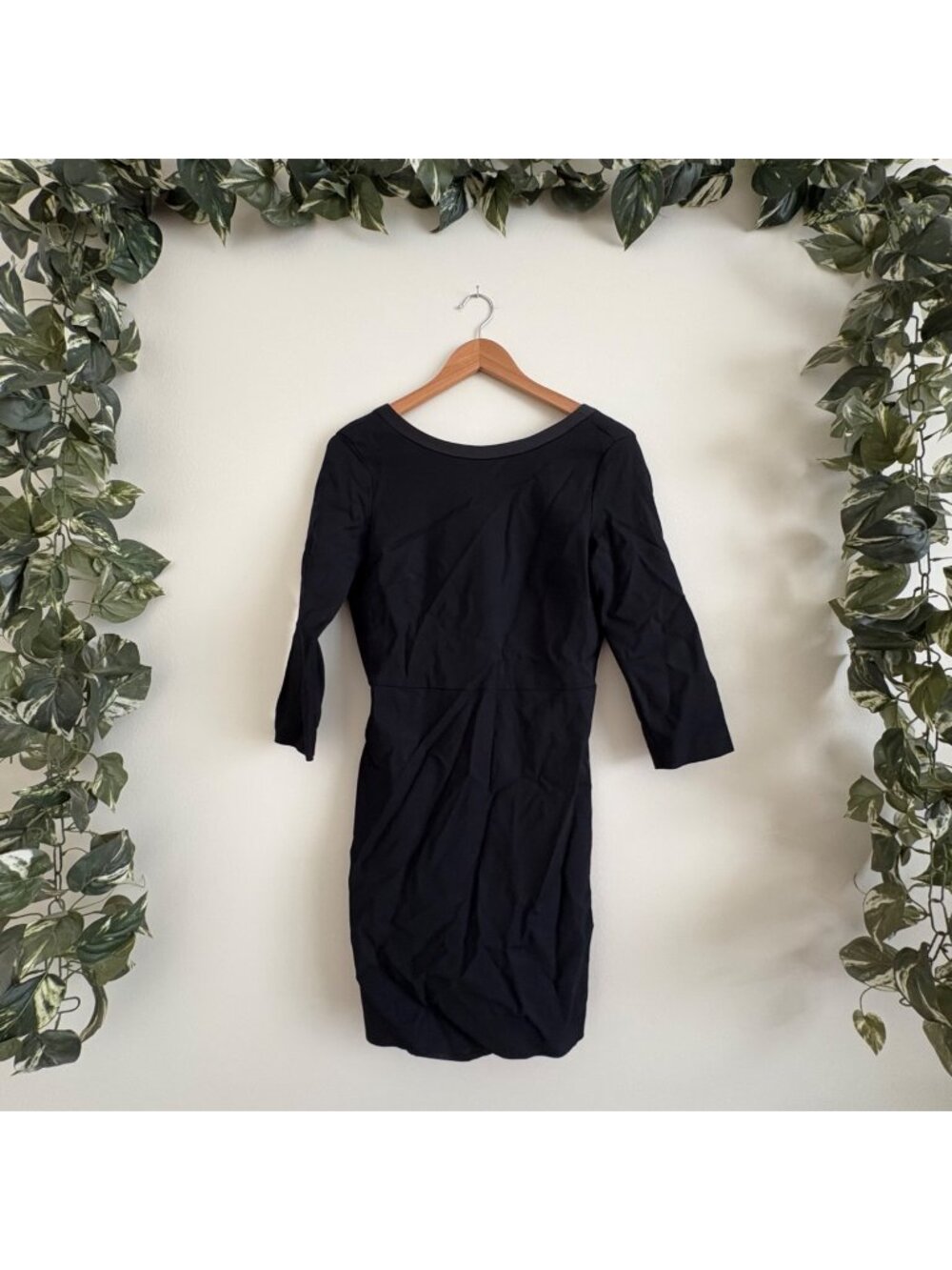 Mango Basic Long Sleeve Scoop Neck Mini Fitted Dress Black Women’s Size 6